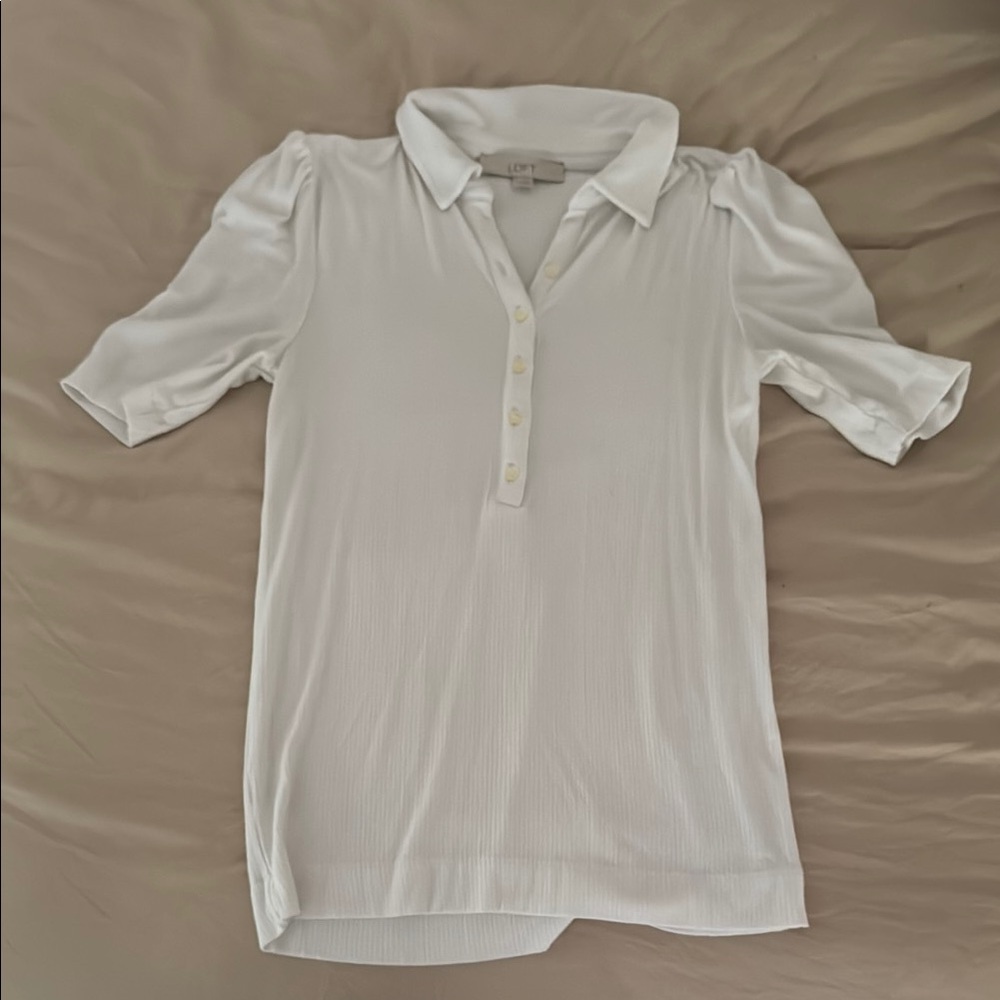 LOFT White Textured Blouse